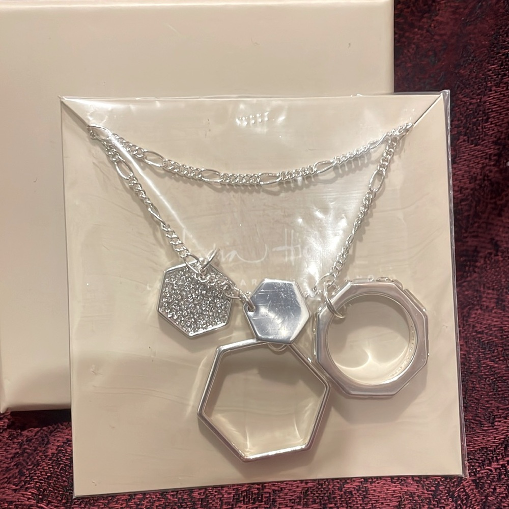 India Hicks Hexagon Necklace in Silver, new in box!